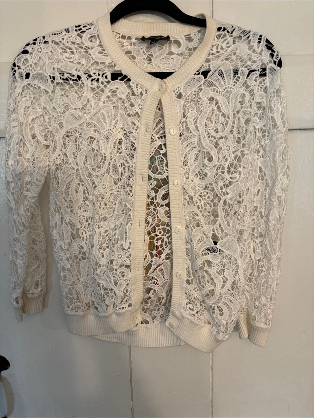 Ivory Crochet Rondina Lace Button-Front Women's Cardigan Sweater